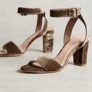 Anthropologie Charlotte Stone Velvet Heels